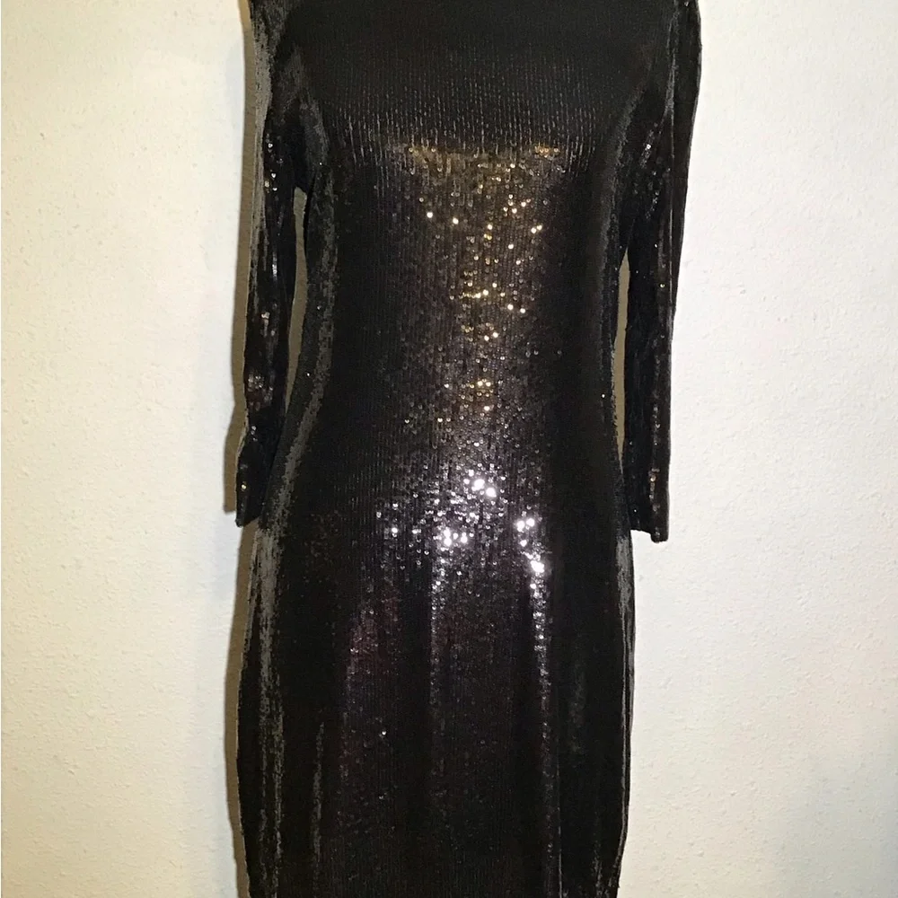 Tory Burch womens black sequins crew neck dress size medium